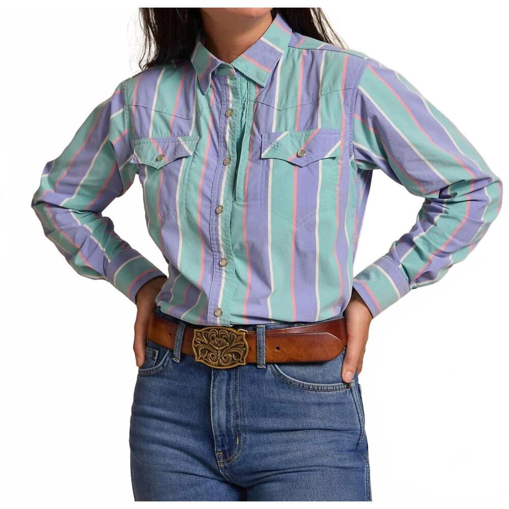 Pastel Stripe Button-Down Shirt - Women's